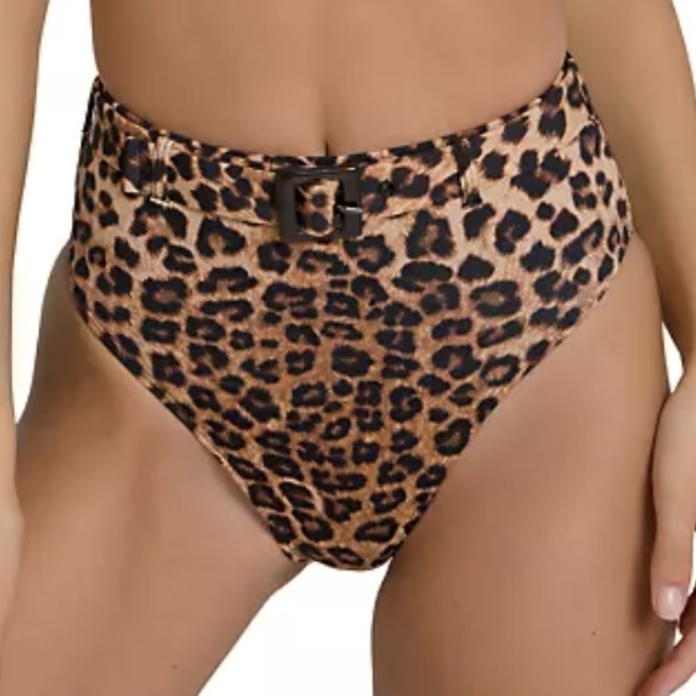 NWT Good American Women Showoff belted Leopard Swim bottom sz 0/XS